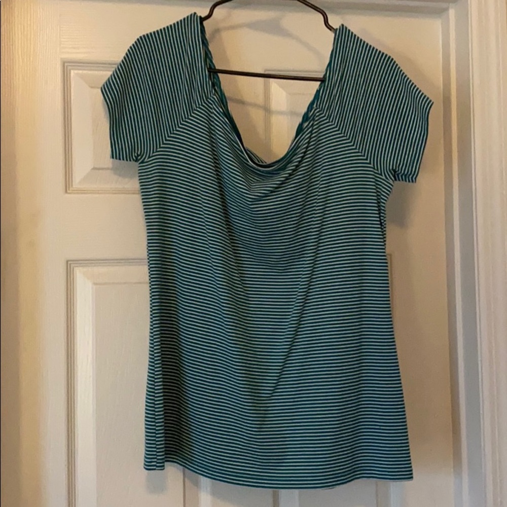 Off shoulder striped tee